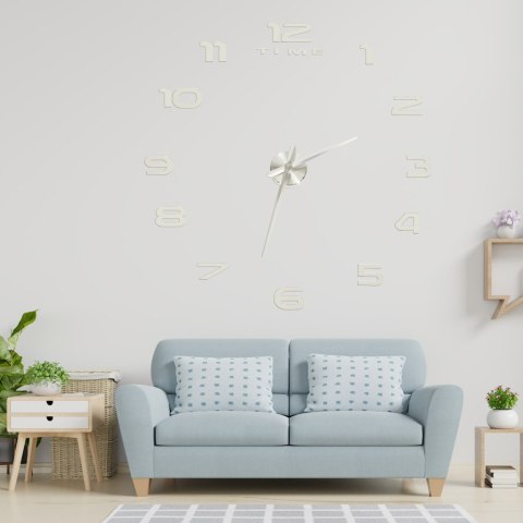 Zegar ścienny duży naklejany na ścianę 80-120cm srebrny 12 cyfr