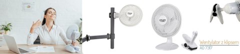 Adler AD 7317 Wentylator 15 cm z klipsem + podstaw