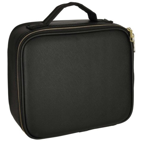 Kosmetyczka organizer na kosmetyki biżuterię kuferek z lusterkiem czarny