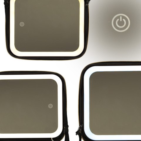 Kosmetyczka organizer na kosmetyki biżuterię kuferek z lusterkiem czarny