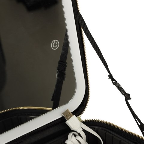 Kosmetyczka organizer na kosmetyki biżuterię kuferek z lusterkiem czarny