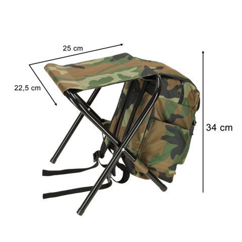 Krzesło wędkarskie turystyczne bez oparcia moro 80kg