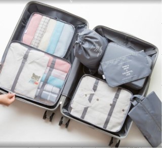 Organizery do walizki zestaw podróżny 7 sztuk szary