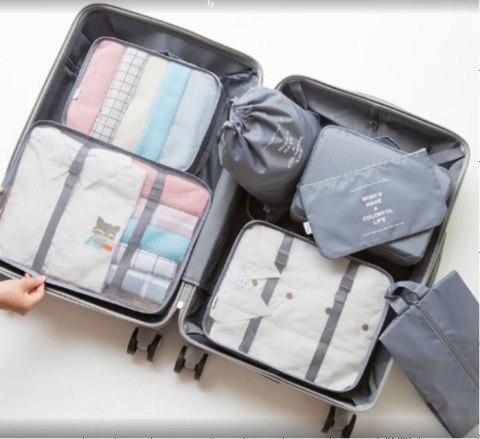 Organizery do walizki zestaw podróżny 7 sztuk szary