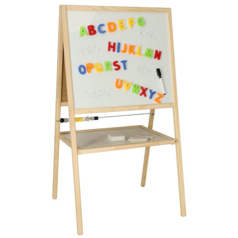 Tablica suchościeralna kredowa dwustronna z liczydłem półką naturalny 37 x 48 x 90 cm