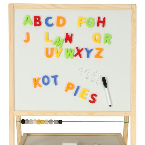 Tablica suchościeralna kredowa dwustronna z liczydłem półką naturalny 37 x 48 x 90 cm