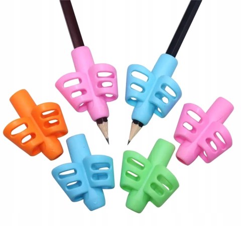 SILIKONOWY UCHWYT KORYGUJĄCY NA OŁÓWEK DŁUGOPIS x4