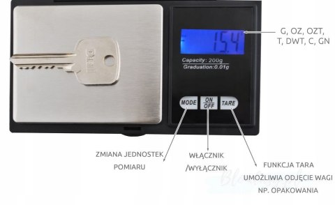 Waga jubilerska kieszonkowa z klapką 200g x 0,01g Czarna
