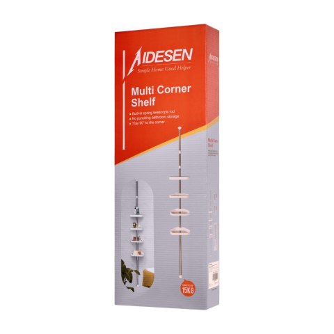 Półka łazienkowa narożna pod prysznic teleskopowa 260cm