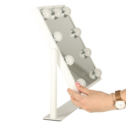 Lusterko do makijażu kosmetyczne LED stojące z 9 żarówkami USB 25x30cm