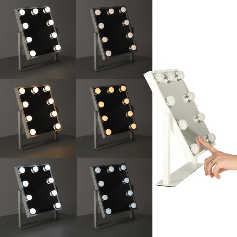 Lusterko do makijażu kosmetyczne LED stojące z 9 żarówkami USB 25x30cm