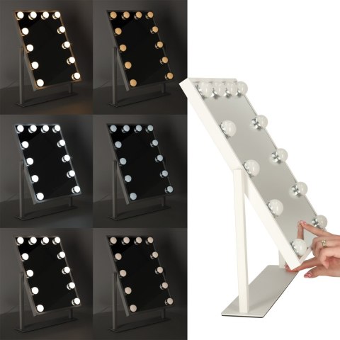 Lusterko do makijażu kosmetyczne LED stojące z 12 żarówkami USB 30x40cm