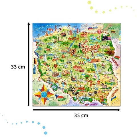 Mapa Polski 128 elementów 6+ CASTORLAND Puzzle edukacyjne układanka