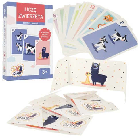 Gra karciana Liczę zwierzęta Piotruś i pamięć karty do gry 3+ Muduko