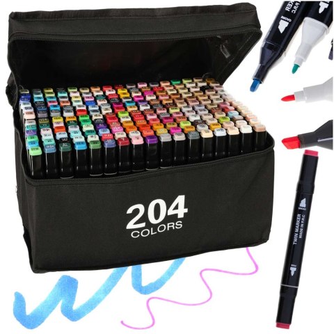 Markery dwustronne alkoholowe w etui 204 + podstawka