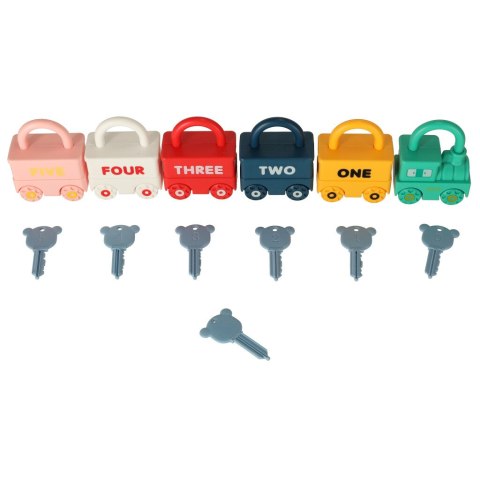 Gra edukacyjna łamigłówka samochodziki klocki kłódki sensoryczne Montessori