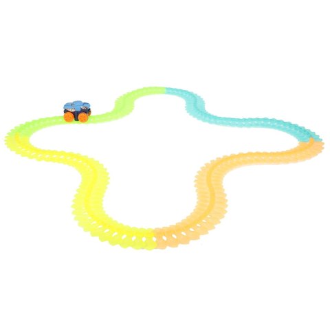 Tor samochodowy wyścigowy świecący + samochód 150 elementy 336cm