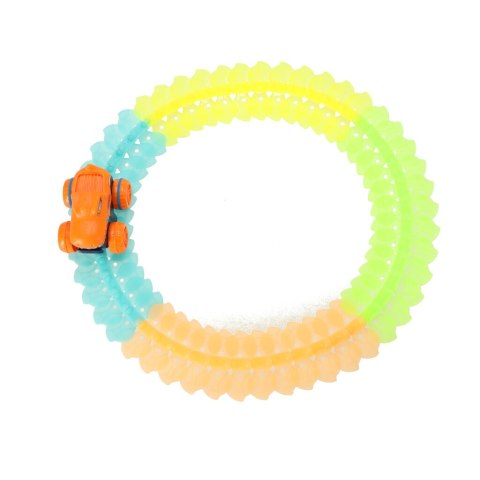 Tor samochodowy wyścigowy świecący + samochód 54 elementy 132cm