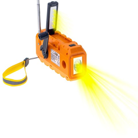 Radio przenośne solarne turystyczne na korbkę biwakowe latarka