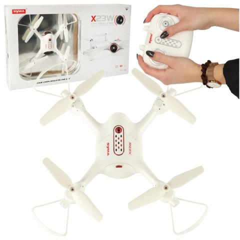 Dron z kamerą na pilota zdalnie sterowany RC Syma X23W 2.4GHz 4CH FPV Wi-Fi biały