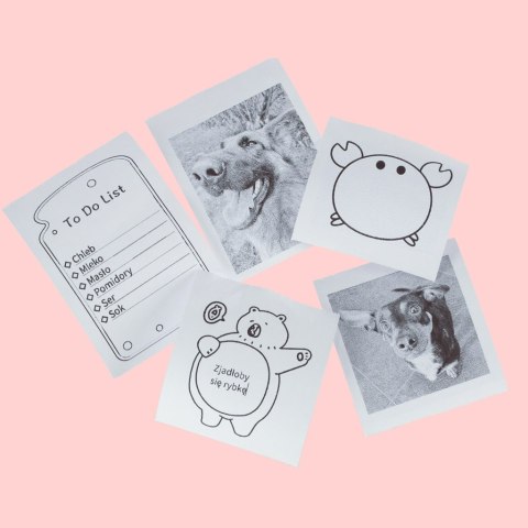 Drukotek drukarka mini termiczna do zdjęć etykiet + kabel USB kot różowy