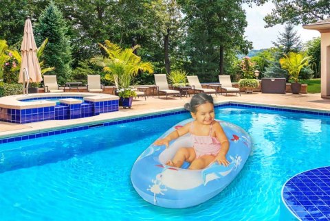 BESTWAY 34037 Kółko do pływania dla niemowląt koło pontonik dla dzieci dmuchany z siedziskiem łódka ponton niebieski 3+ 45kg