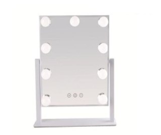 Lusterko do makijażu kosmetyczne LED stojące z 9 żarówkami USB 25x30cm