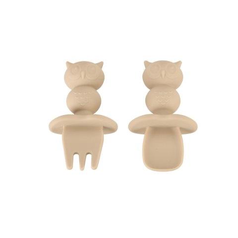 Naczynia silikonowe dla dzieci sowa beż 9 elementów