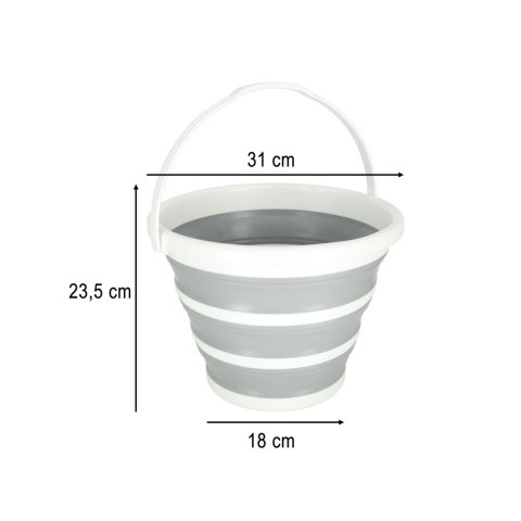 Wiadro silikonowe składane 10L paski szary