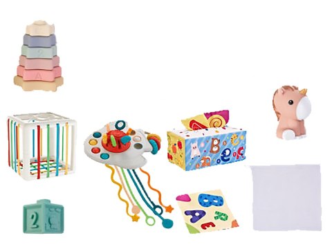 Zabawki Sensoryczne Miękkie klocki 6w1, Gryzak, Sensoryczna Wieża Karty Dla Dzieci