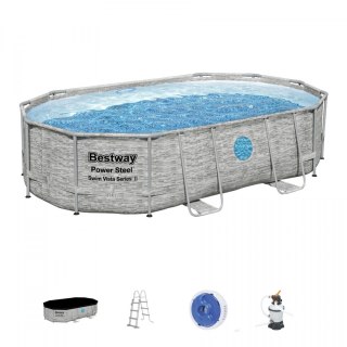 Basen stelażowy Power Steel Swim Vista z oknem 488x305x107 BESTWAY 6w1