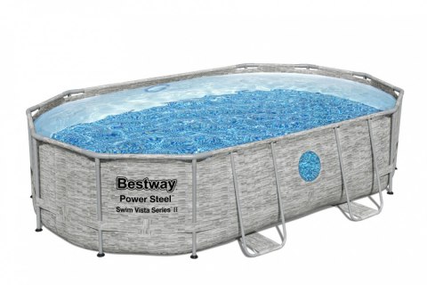 Basen stelażowy Power Steel Swim Vista z oknem 488x305x107 BESTWAY 6w1