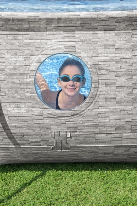 Basen stelażowy Power Steel Swim Vista z oknem 488x305x107 BESTWAY 6w1