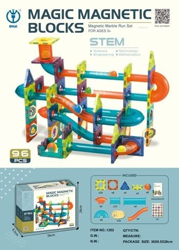 Klocki Magnetyczne Zestaw 96 elementów