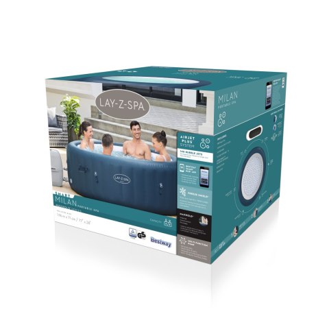 Milan Lay-Z-Spa AirJet Plus Jacuzzi domowe BESTWAY 6-osobowe + Pompa Filtr VI + Pokrywa