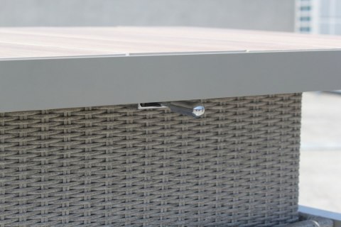 Zestaw rodzinnych Mebli ogrodowych Techorattan Szary + Duży Narożnik + Regulowany Stół + 13 Poduszek