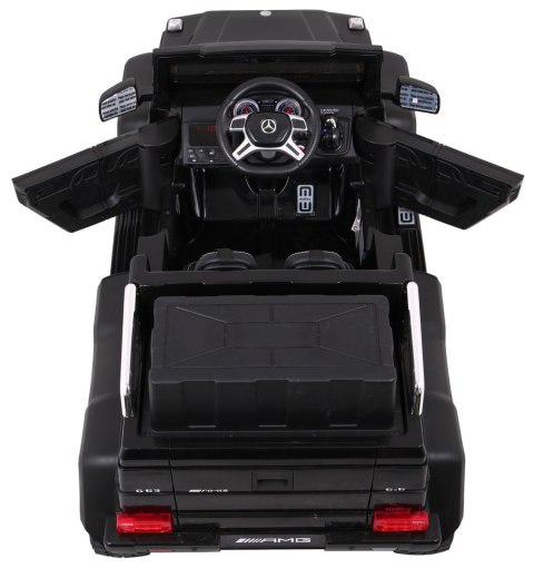 Auto Mercedes G63 6x6 dla dzieci Czarny + 2 Pedały gazu + Regulacja siedzenia + Audio LED + Bagażnik + Kufer dla rodzica