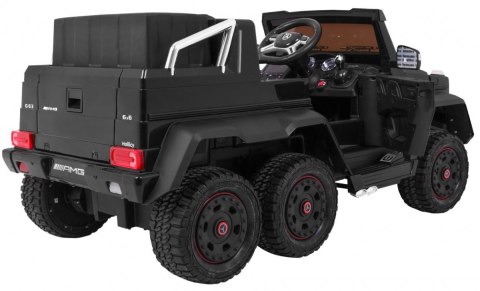 Auto Mercedes G63 6x6 dla dzieci Czarny + 2 Pedały gazu + Regulacja siedzenia + Audio LED + Bagażnik + Kufer dla rodzica