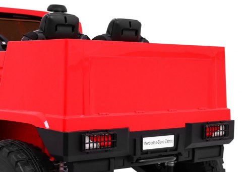 Auto na akumulator Mercedes-Benz Zetros dla dzieci Czerwony + 2-osobowy + Bagażnik + Pilot