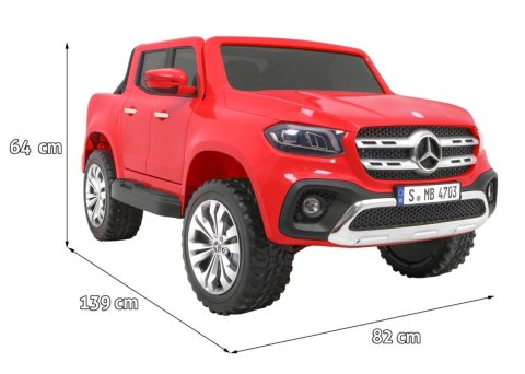 Mercedes Benz X-Class dla dzieci Czerwony + Pilot + Napęd 4x4 + MP4 + Bagażnik + LED + EVA