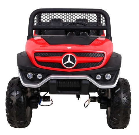 Mercedes Benz Unimog dla dzieci Czerwony + Napęd 4x4 + Pilot + Bagażnik + Wolny Start + MP3 LED