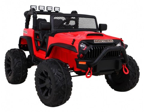 Autko terenowe Brothers na akumulator Czerwony + Pilot + Wolny Start + EVA + LED MP3
