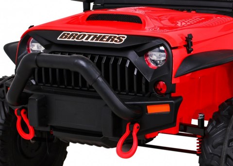 Autko terenowe Brothers na akumulator Czerwony + Pilot + Wolny Start + EVA + LED MP3