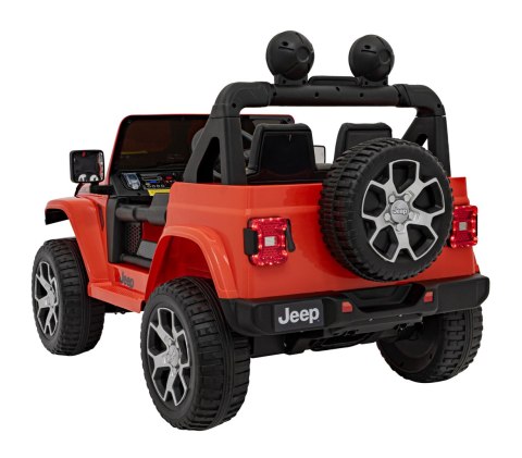 Jeep Wrangler Rubicon na akumulator dla dzieci Pomarańczowy + Pilot + Radio MP3 LED + Koła EVA