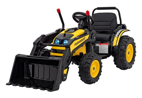Koparka Traktor na akumulator dla dzieci Żółty + Ruchome Ramię Łyżka + Pilot + Wolny Start + Radio FM + LED