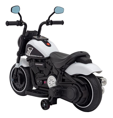 Motorek Chopper FASTER na akumulator dla dzieci Biały + Radio FM + Panel audio + LED