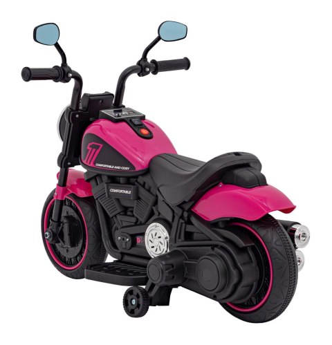 Motorek Chopper FASTER na akumulator dla dzieci Różowy + Radio FM + Panel audio + LED