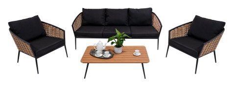 Duży Zestaw Mebli Ogrodowych Aluminiowe Sofa + Dwa Fotele + Stolik