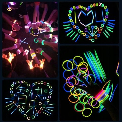 Światło lightstick 100 sztuk świecące opaski świetliki bransoletki