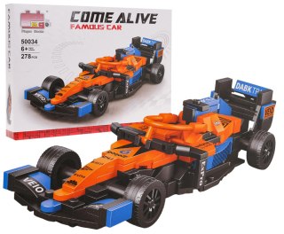 Bolid formuła F1 klocki 278 elementów zestaw klocków samochód pomarańczowy